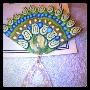 Handmade Polymer Clay and mixed media artistic pin
